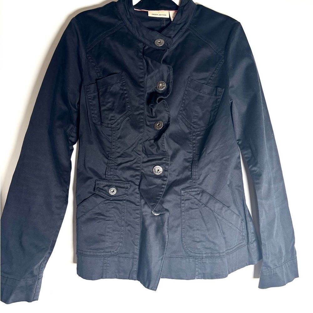 DKNY Black Ruffled Women's Blazer